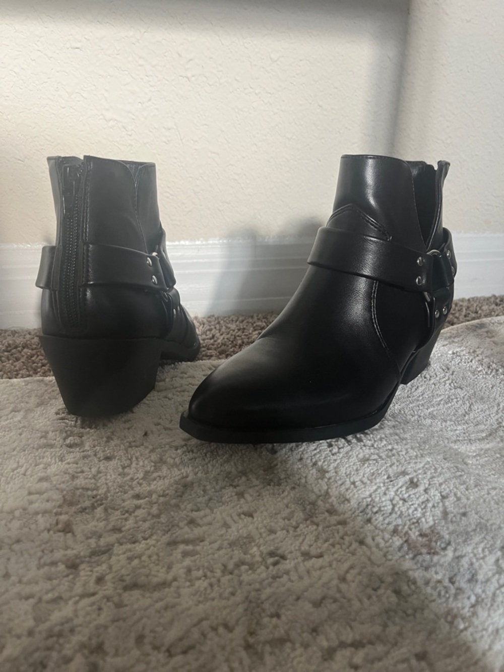 Black Leather Ankle Boots